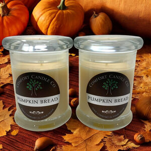 Lot 2 x NEW Comfort Candle Co. Pumpkin Bread 8 oz Jar Candles Made in Texas NWT